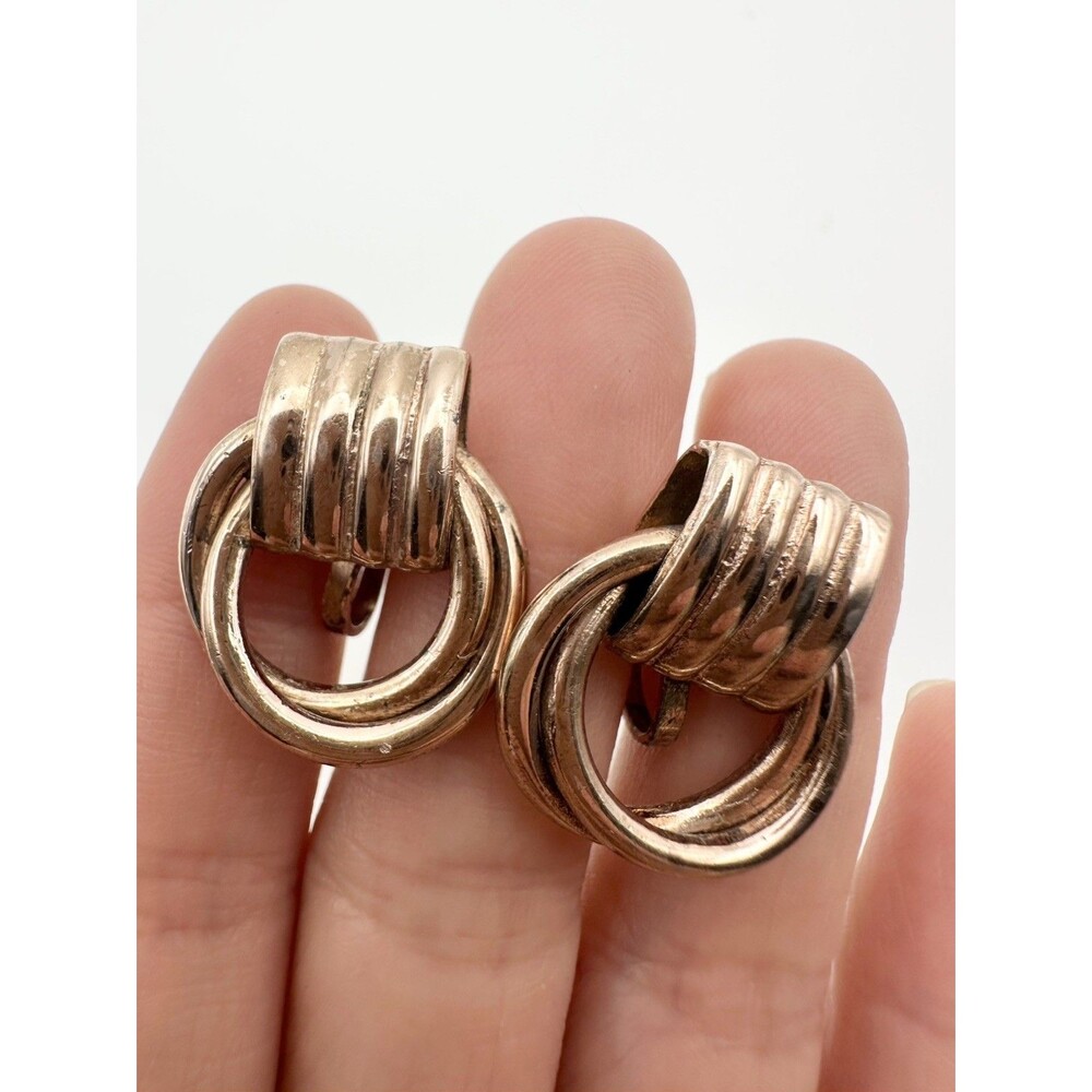 Mexico Gold Over Silver Knot Screw Back Earrings